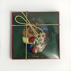 Disney 1997 Beauty and the Beast Enchanted Christmas Ornament Belle & Beast Oval